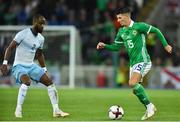 11 September 2018; Jordan Jones of Northern Ireland  in action against Eli Dasa of Israel during the International Friendly match between Northern Ireland and Israel at the National Football Stadium at Windsor Park in Belfast. Photo by Oliver McVeigh/Sportsfile