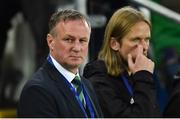 11 September 2018; Northern Ireland manager Michael O'Neill, left, and assistant coach Austin MacPhee during the International Friendly match between Northern Ireland and Israel at the National Football Stadium at Windsor Park in Belfast. Photo by Oliver McVeigh/Sportsfile