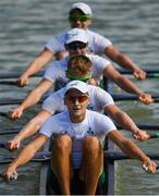 12 September 2018; Ireland team, from front, Andrew Goff, Jacob McCarthy, Ryan Ballantine and Fintan McCarthy on their way to finishing second in their Lightweight Men's Quadruple Sculls repechage race on day four of the World Rowing Championships in Plovdiv, Bulgaria. Photo by Seb Daly/Sportsfile