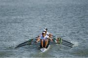 12 September 2018; Ireland team, from front, Andrew Goff, Jacob McCarthy, Ryan Ballantine and Fintan McCarthy on their way to finishing second in their Lightweight Men's Quadruple Sculls repechage race on day four of the World Rowing Championships in Plovdiv, Bulgaria. Photo by Seb Daly/Sportsfile