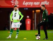 11 September 2018; Matt Doherty and Republic of Ireland assistant coach Steve Guppy prior to the International Friendly match between Poland and Republic of Ireland at the Municipal Stadium in Wroclaw, Poland. Photo by Stephen McCarthy/Sportsfile