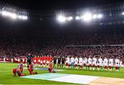 11 September 2018; The teams and officials line up prior to the International Friendly match between Poland and Republic of Ireland at the Municipal Stadium in Wroclaw, Poland. Photo by Stephen McCarthy/Sportsfile