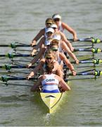 12 September 2018; Great Britain team, from front, coxswain Matilda Horn, Rebecca Shorten, Karen Bennett, Holly Norton, Holly Hill, Katherine Douglas, Fiona Gammond, Rebecca Girling and Anastasia Merlott Chitty during their Women's Eight heat race on day four of the World Rowing Championships in Plovdiv, Bulgaria. Photo by Seb Daly/Sportsfile