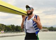 12 September 2018; Paul O'Donovan of Ireland gives the thumbs-up after himself and brother Gary won their Lightweight Men's Double Sculls quater final race on day four of the World Rowing Championships in Plovdiv, Bulgaria. Photo by Seb Daly/Sportsfile