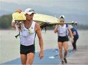 12 September 2018; Gary O'Donovan, left and Paul O'Donovan of Ireland after winning their Lightweight Men's Double Sculls quater final race on day four of the World Rowing Championships in Plovdiv, Bulgaria. Photo by Seb Daly/Sportsfile