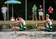 13 September 2018; Ronan Byrne, left, and Philip Doyle of Ireland on their way to winning their Men's Double Sculls repechage race on day five of the World Rowing Championships in Plovdiv, Bulgaria. Photo by Seb Daly/Sportsfile