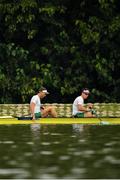 13 September 2018; Ireland Men's Pair team Mark O'Donovan, left, and Shane O'Driscoll, right, prior to their quarter final race on day five of the World Rowing Championships in Plovdiv, Bulgaria. Photo by Seb Daly/Sportsfile