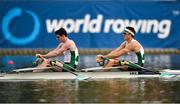 13 September 2018; Ronan Byrne, left, and Philip Doyle of Ireland on their way to winning their Men's Double Sculls repechage race on day five of the World Rowing Championships in Plovdiv, Bulgaria. Photo by Seb Daly/Sportsfile