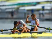 13 September 2018; Adrian Juhasz, right, and Bela Simon of Hungary celebrate after finishing third in their Men's Pair quarter final race on day five of the World Rowing Championships in Plovdiv, Bulgaria. Photo by Seb Daly/Sportsfile
