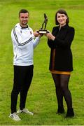 13 September 2018; Ruth Ryan, Marketing Specialist with SSE Airtricity presents Michael Duffy of Dundalk with his SSE Airtricity/SWAI Player of the Month award for August at DKIT, in Dundalk. Photo by Matt Browne/Sportsfile