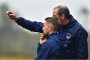 8 September 2018; Cork City Joint Manager Liam Kearney, front and Cork City Joint Manager Brendan O'Sullivan during the SSE Airtricity League U17 Mark Farren Memorial Cup Final match between Finn Harps and Cork City at Finn Park in Ballybofey, Co Donegal. Photo by Oliver McVeigh/Sportsfile