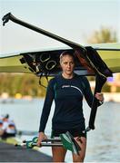 14 September 2018; Sanita Puspure of Ireland after warming-up prior to her Women's Single Sculls semi-final on day six of the World Rowing Championships in Plovdiv, Bulgaria. Photo by Seb Daly/Sportsfile