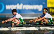 14 September 2018; Ronan Byrne, left, and Philip Doyle of Ireland on their way to finishing fifth in their Men's Double Sculls semi-final on day six of the World Rowing Championships in Plovdiv, Bulgaria. Photo by Seb Daly/Sportsfile