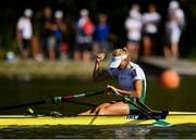 14 September 2018; Sanita Puspure of Ireland celebrates after winning her Women's Single Sculls semi-final on day six of the World Rowing Championships in Plovdiv, Bulgaria. Photo by Seb Daly/Sportsfile