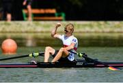 14 September 2018; Jason Osbourne of Germany celebrates after winning the Lightweight Men's Single Sculls final on day six of the World Rowing Championships in Plovdiv, Bulgaria. Photo by Seb Daly/Sportsfile