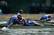 14 September 2018; Ioannis Marokos, right, and Antonios Papakonstantinou of Greece after finishing second the Lightweight Men's Pair final on day six of the World Rowing Championships in Plovdiv, Bulgaria. Photo by Seb Daly/Sportsfile