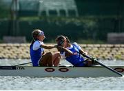 14 September 2018; Serena Lo Bue, left, and Giorgia Lo Bue of Italy reacts after winning the Lightweight Women's Pair final on day six of the World Rowing Championships in Plovdiv, Bulgaria. Photo by Seb Daly/Sportsfile