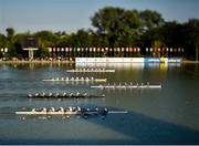 14 September 2018; (EDITOR'S NOTE; A variable planed lens was used in the creation of this image) Netherlands team, right, on their way to winning their Women's Eight repechage race on day six of the World Rowing Championships in Plovdiv, Bulgaria. Photo by Seb Daly/Sportsfile