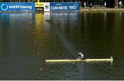 14 September 2018; Sanita Puspure of Ireland celebrates as she crosses the line to win her Women's Single Sculls semi-final on day six of the World Rowing Championships in Plovdiv, Bulgaria. Photo by Seb Daly/Sportsfile