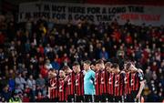 14 September 2018; Bohemians players during a moments silence, in memory of the late Oran Tully and Hugh Roddy, prior to the SSE Airtricity League Premier Division match between Bohemians and Cork City at Dalymount Park in Dublin. Photo by Stephen McCarthy/Sportsfile