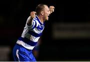 14 September 2018; Christy Doran of Home Farm celebrates after scoring his side's first goal during the Leinster Senior League match between Greystones United and Home Farm at Woodlands in Greystones, Co Wicklow. Photo by Matt Browne/Sportsfile