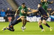 14 September 2018; Bundee Aki of Connacht is tackled by Henry Pyrgos of Edinburgh during the Guinness PRO14 Round 3 match between Edinburgh Rugby and Connacht at BT Murrayfield Stadium, in Edinburgh, Scotland. Photo by Kenny Smith/Sportsfile