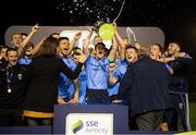 14 September 2018; UCD captain Gary O'Neill lifts the cup alongside his team-mates following the SSE Airtricity League First Division match between UCD and Finn Harps at the UCD Bowl in Dublin. Photo by Harry Murphy/Sportsfile