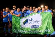 14 September 2018; UCD players celebrate promotion to the SSE Airtricity League Premier Division, and winning the SSE Airtricity League First Division following the SSE Airtricity League First Division match between UCD and Finn Harps at the UCD Bowl in Dublin. Photo by Harry Murphy/Sportsfile