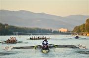 15 September 2018; Great Britain Men's Eight team head out to warm-up prior to racing on day seven of the World Rowing Championships in Plovdiv, Bulgaria. Photo by Seb Daly/Sportsfile