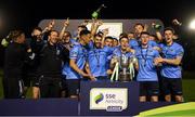 14 September 2018; UCD players and management celebrate promotion to the SSE Airtricity League Premier Division following the SSE Airtricity League First Division match between UCD and Finn Harps at the UCD Bowl in Dublin. Photo by Harry Murphy/Sportsfile