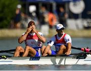 15 September 2018; Valent Sinkovic, left, and Martin Sinkovic of Croatia celebrate following their victory in the Men's Pair Final on day seven of the World Rowing Championships in Plovdiv, Bulgaria. Photo by Seb Daly/Sportsfile
