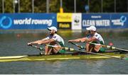 15 September 2018; Paul O'Donovan, left, and Gary O'Donovan of Ireland on their way to winning the Lightweight Men's Double Sculls Final on day seven of the World Rowing Championships in Plovdiv, Bulgaria. Photo by Seb Daly/Sportsfile