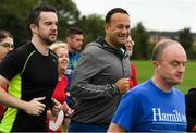 15 September 2018; parkrun Ireland in partnership with Vhi, added their 100th event on Saturday, 15th September, with the introduction of the Tyrrelstown parkrun in Co. Dublin. Pictured is Taoiseach Leo Varadkar, T.D., centre, and his partner Matthew Barrett, left. parkruns take place over a 5km course weekly, are free to enter and are open to all ages and abilities, providing a fun and safe environment to enjoy exercise. To register for a parkrun near you visit www.parkrun.ie. Photo by Piaras Ó Mídheach/Sportsfile