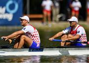 15 September 2018; Valent Sinkovic, left, and Martin Sinkovic of Croatia on their way to winning the Men's Pair Final on day seven of the World Rowing Championships in Plovdiv, Bulgaria. Photo by Seb Daly/Sportsfile