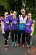 15 September 2018; Cora Staunton with parkrun participants, from left, Namh Walker, Vhi, Gerry Galvin, Run Director, and Pamela Treacy, Vhi, pictured at the Westport parkrun where Vhi hosted a special event to celebrate their partnership with parkrun Ireland.  Vhi ambassador and four-time All-Ireland Final winner, Cora Staunton was on hand to lead the warm up for parkrun participants before completing the 5km free event. parkrunners enjoyed refreshments post event at the Vhi Relaxation Area where a physiotherapist took participants through a post event stretching routine.   parkrun in partnership with Vhi support local communities in organising free, weekly, timed 5k runs every Saturday at 9.30am.To register for a parkrun near you visit www.parkrun.ie. Photo by Ray Ryan/Sportsfile