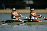 15 September 2018; Aoife Casey, left, and Denise Walsh of Ireland on their way to winning their Lightweight Women's Double Sculls C Final on day seven of the World Rowing Championships in Plovdiv, Bulgaria. Photo by Seb Daly/Sportsfile