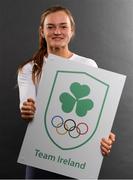 15 September 2018; A new name and logo have been unveiled for the National Olympic Committee (NOC) of the island of Ireland with a name change from The Olympic Council of Ireland to Olympic Federation of Ireland. A modernised Olympic crest will also be sported by the Team Ireland athletes for the first time at the Youth Olympic Games in Buenos Aires next month. The Team Ireland athletes at the Youth Olympic Games will be the first to sport the new logo. The Youth Olympic Games take place in the Buenos Aires, Argentina, from the 6 – 18 October 2018. Pictured after receiving their new gear ahead of the Games is, swimmer, Mona McSharry at the Irish Institute of Sport in Abbotstown, Dublin.  Photo by Eóin Noonan/Sportsfile