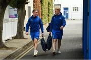 15 September 2018; Rory O'Loughlin, left, and James Tracy of Leinster arrive prior to the Guinness PRO14 Round 3 match between Leinster and Dragons at the RDS Arena in Dublin. Photo by David Fitzgerald/Sportsfile