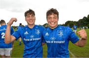 15 September 2018; Max O’Reilly and Luis Faria of Leinster celebrate after the U19 Interprovincial Championship match between Ulster and Leinster at Newforge Country Club in Belfast. Photo by Oliver McVeigh/Sportsfile