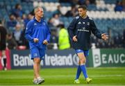 15 September 2018; Leinster senior coach Stuart Lancaster, left, and Jonathan Sexton prior to the Guinness PRO14 Round 3 match between Leinster and Dragons at the RDS Arena in Dublin. Photo by David Fitzgerald/Sportsfile