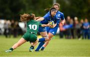 15 September 2018; Katelynn Doran of Leinster is tackled by Meabh Deely of Connacht during the U18 Girls Interprovincial Championship match between Leinster and Connacht at Barnhall RFC in Parsonstown, Leixlip, Co. Kildare. Photo by Barry Cregg/Sportsfile