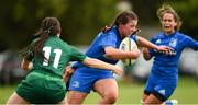 15 September 2018; Meadbh Scally of Leinster is tackled by Lily Brady, and Hannah Gullane, left, of Connacht during the U18 Girls Interprovincial Championship match between Leinster and Connacht at Barnhall RFC in Parsonstown, Leixlip, Co. Kildare. Photo by Barry Cregg/Sportsfile