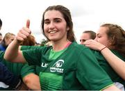 15 September 2018;  Hannah Gullane of Connacht celebrates following the U18 Girls Interprovincial Championship match between Leinster and Connacht at Barnhall RFC in Parsonstown, Leixlip, Co. Kildare. Photo by Barry Cregg/Sportsfile