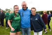 15 September 2018; Rian Callaghan of Connacht with her parents Kevin and Kelly, celebrate following the U18 Girls Interprovincial Championship match between Leinster and Connacht at Barnhall RFC in Parsonstown, Leixlip, Co. Kildare. Photo by Barry Cregg/Sportsfile