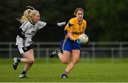 15 September 2018; Louise Henchy of Banner Ladies, from Ennis, Co Clare, in action against Eimear McAnespie of Emyvale, Co Monaghan, in the Senior Championship Final during the 2018 LGFA All-Ireland Club 7s at Naomh Mearnóg & St Sylvesters in Dublin. Photo by Piaras Ó Mídheach/Sportsfile