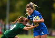 15 September 2018; Ava Jenkins of Leinster is tackled by Meabh Deely of Connacht during the U18 Girls Interprovincial Championship match between Leinster and Connacht at Barnhall RFC in Parsonstown, Leixlip, Co. Kildare. Photo by Barry Cregg/Sportsfile