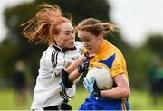 15 September 2018; Louise Henchy of Banner Ladies, from Ennis, Co Clare, in action against Gráinne McNally of Emyvale, Co Monaghan, in the Senior Championship Final during the 2018 LGFA All-Ireland Club 7s at Naomh Mearnóg & St Sylvesters in Dublin. Photo by Piaras Ó Mídheach/Sportsfile