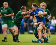 15 September 2018; Holly Leach of Leinster is tackled by Emily Gavin, right, and Aine Galvin, left, of Connacht during the U18 Girls Interprovincial Championship match between Leinster and Connacht at Barnhall RFC in Parsonstown, Leixlip, Co. Kildare. Photo by Barry Cregg/Sportsfile