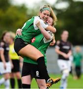 15 September 2018; Chloe Moloney, left, and Amber Barrett of Peamount United celebrate after the Continental Tyres Women’s National League Cup Final between Wexford Youths at Peamount United at Ferrcarrig Park in Wexford. Photo by Matt Browne/Sportsfile