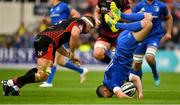 15 September 2018; Jonathan Sexton of Leinster is tackled by Aaron Wainwright of Dragons during the Guinness PRO14 Round 3 match between Leinster and Dragons at the RDS Arena in Dublin. Photo by Brendan Moran/Sportsfile